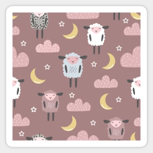 Sweet sleeping sheep pattern pastel light pink Sticker